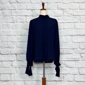 Banana Republic Navy Blue High Neck Tie Top